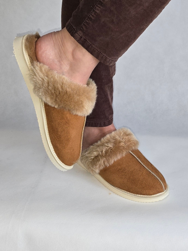 pantofle damskie wsuwane z naturalnej skóry