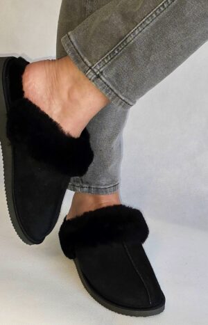 pantofle damskie wsuwane kożuchowe