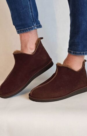 bambosze meskie brazowe ze skory